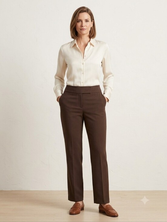 Chico's Pants - Chico's Straight-Leg Trousers in Dark Brown
